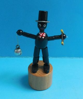 Chimney Sweep Push Puppet Press Up Button Wakouwa Toy - Italy Black Americana