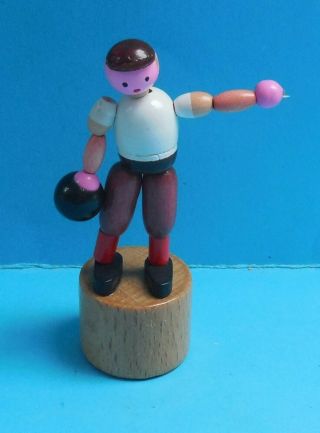 Bowler Bowling Ball Push Puppet Press Up Button Wakouwa Novelty Toy - Italy