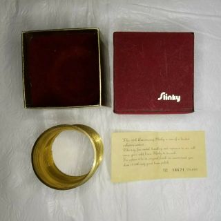 Vintage 1985 Gold Tone Solid Brass Slinky Toy 40th Anniversary Red Felt Box