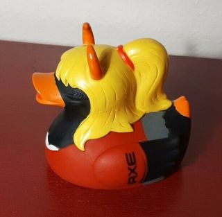 AXE Rubber Winking Blonde Duck Duckie Ducky w/ Horns Toy 2006 - 2007 RARE 3
