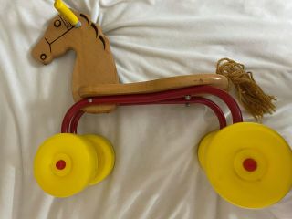 Vintage Wooden Ride On Wheeled Horse Radio Flyer Classic