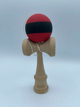 Mota Kendama Bamboo Toy - Classic Japanese Wooden Ball And Cup Skill Game - Red