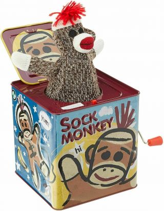 Schylling Sc - Smjb Sock Monkey Jack In The Box,  Assorted Designs And Colours,