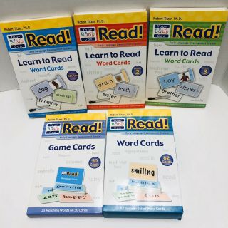 Your Baby Can Read Set Of 5 Vol 1 2 3 Sliding Word Cards 50 & 82 Game Cards