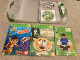 Leap Frog Tag System Reader Pen W/case And 2 - Books Ozzie & Mack/diego Underwater