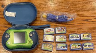 Leapfrog Leapster2 Learning System Green & Blue W/ 10 Games Cartridges Bundle
