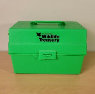 Vtg 70s Illustrated Wildlife Treasury Cards Box Carrying Case Animal Facts 300,