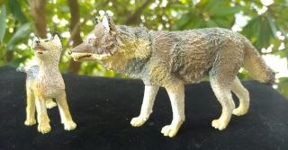 Vintage 1990 Timber Wolf Wildlife Figure,  Pup Safari Ltd Educational Animal Toys