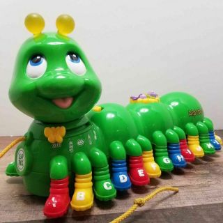 Vintage Leap Frog 1999 Alphabet Pal Green Caterpillar Lights Sounds Pull Toy