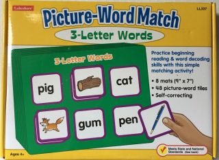 Lakeshore Learning Picture Word Match 3 Letter Words Matching Decoding Skills 4,