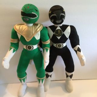 Kid Dimension (hasbro) 1994 Green And Black Power Ranger Plush 18 " Jointed Dolls