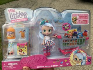 Shopkins Real Littles Chrissy Puffs Shopping Cart Playset Shoppie Doll