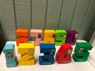 Sesame Street Stacking Number Blocks Jim Henson Plastic Learning Toys 4.  5 Inches