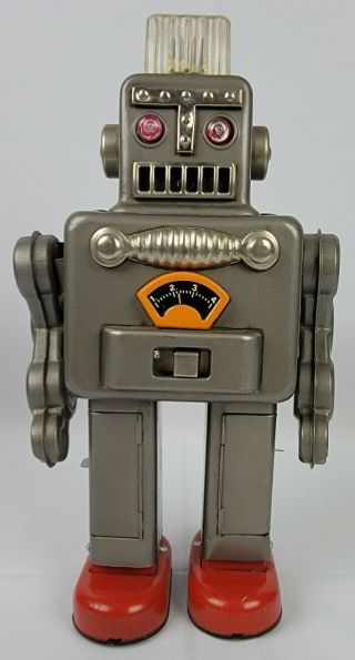 Linemar Yonezawa " Smoking Space Man " Batt Op Robot Tin Toy Japan Early Version