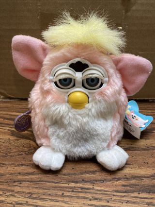 Furby Babies (1999) Pink,  White,  And Yellow W/ Green Eyes With Tag,  Tiger,