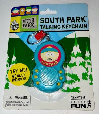 South Park Cartman Talking Keychain Key Clip Ring Tag Circa 2006