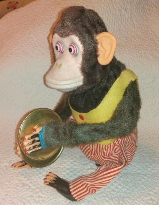 Vtg C.  K.  Daishin Jolly Chimp Monkey Screech,  Lips,  Eyes Bulge,  Cymbals Japan