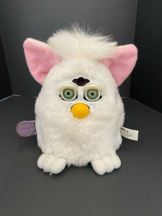 Furby Baby White W/pink Ears,  Green Eyes Model 70 - 940 Tiger Electronics