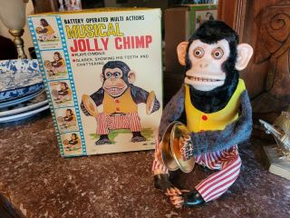 Vintage Daishin Musical Jolly Chimp Toy Story Monkey W/box