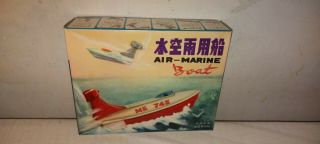 Red China Air Marine Boat Battery Operated Toy Tin Vintage