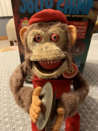Vtg H.  C.  Multi - Action Jolly Chimp Cymbal Toy Eyes Bulge Teeth Flash 9936