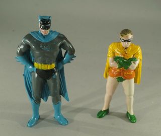 Orig.  1974 Batman And Robin Chemtoy - Hong Kong Plastic Rubber Figures Approx 4 "