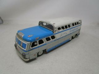 Vintage Tin Friction Greyhound Scenicruiser Bus 11.  5 "