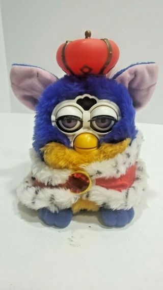 Royal Furby 2000 Special Limited Edition Purple Eyes Blue Yellow Red Tags Tiger