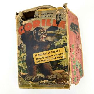 Vintage 1950s Gorilla Battery Operated Tin Toy Japan Nomura Tn W Box
