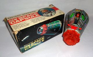Vintage Battery Operated Space Capsule Tin Toy Made In Japan S.  H