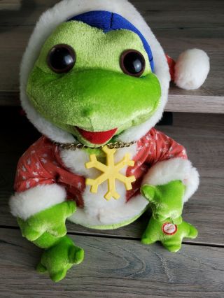 Gemmy Frogz Rock It Rap It Ribbit Hip Hop Frog Plush Deck Halls Christmas