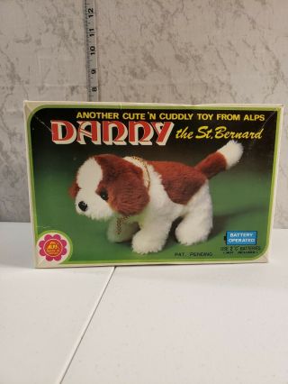ALPS VINTAGE BATTERY OPERATED DANNY THE ST.  BERNARD WITH 2