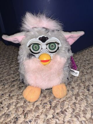 Vintage Furby 1998 Model 70 - 800 With Tag Grey And Black Spots