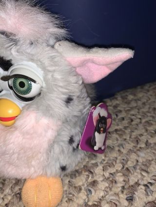Vintage Furby 1998 model 70 - 800 With Tag Grey And Black Spots 2