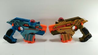 Nerf Gold Blue Lazer Tag Phoenix Ltx Laser Blaster Pistol Tiger Guns Pair