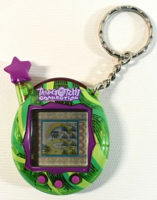 Rare Bandai Tamagotchi Connections Virtual Pet Green W/ Purple Star From 2004