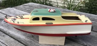 Vintage Japanese Battery Operated Wooden Scale Model Boat 1950 