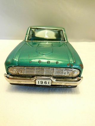 VINTAGE 1961 BANDAI JAPAN LT.  BLUE / GRN FORD FALCON TIN FRICTION TOY AWESOME 2