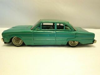VINTAGE 1961 BANDAI JAPAN LT.  BLUE / GRN FORD FALCON TIN FRICTION TOY AWESOME 3