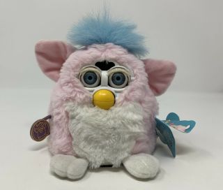 Furby Babies 1999 Pink & White W/ Blue Hair 70 - 940 Tiger Electronics Not
