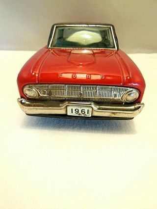 VINTAGE 1961 BANDAI JAPAN TWO TONE FORD FALCON TIN FRICTION TOY AWESOME 2