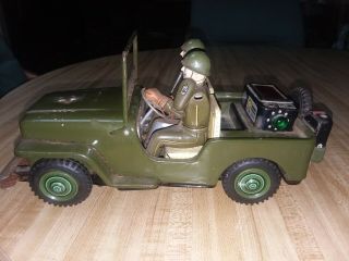 VINTAGE JAPAN NOMURA TN TIN BATTERY OP WILLYS JEEP TOY US ARMY PARTS / RESTORE 3