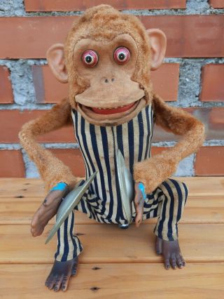 Vintage Rare Model Musical Jolly Chimp Monkey Battery Operated Toy Story Japan