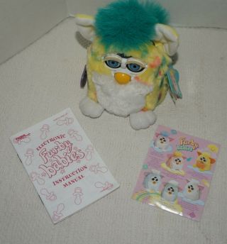 Vtg Tiger 1999 FURBY BABIES 70 - 940 WHITE & YELLOW SPOTTED w/Blue Eyes 3