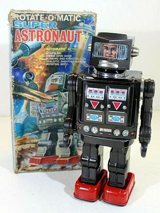S.  H Horikawa Rotate - O - Matic " Astronaut " Battery Op.  Vtg,  Tin,  Japan,  Mib