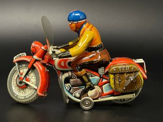 Tippco Tco 59 Motorcycle Wind Up Tin Toy Tipp & Co West Germany Us Zone