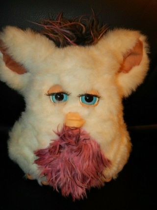 Rare Furby 2005 Pink And White Blue Eyes Emototronic,  Hasbro