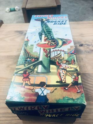 Vintage Twirly Whirly Rocket Ride With Box - Alps Japan -