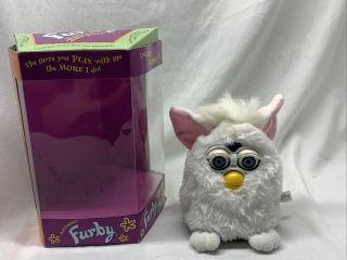 Vintage 1998 White Furby W /pink Ears & Blue Eyes 70 - 800 No Sound