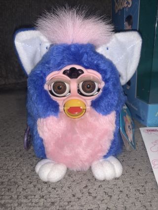 Vintage 1999 FURBY Babies Blue and Pink w/ Brown Eyes With Tag 2